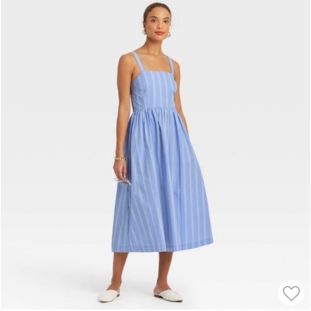 Target A New Day Blue Striped Midi Sundress Size M